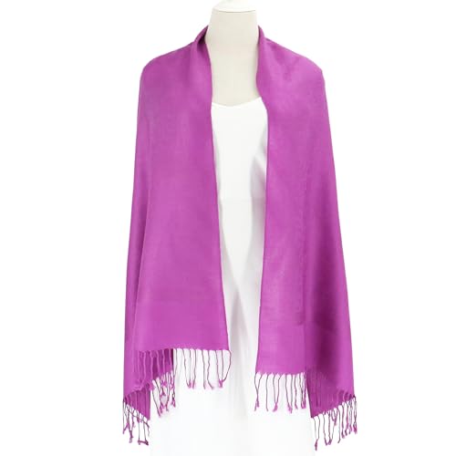 Silky Paisley Pashmina Shawl Scarf-Women's Soft Double-side Jacquard Pashminas Wrap for Evening Dress Travel Shawl - color: A-taro Purple
