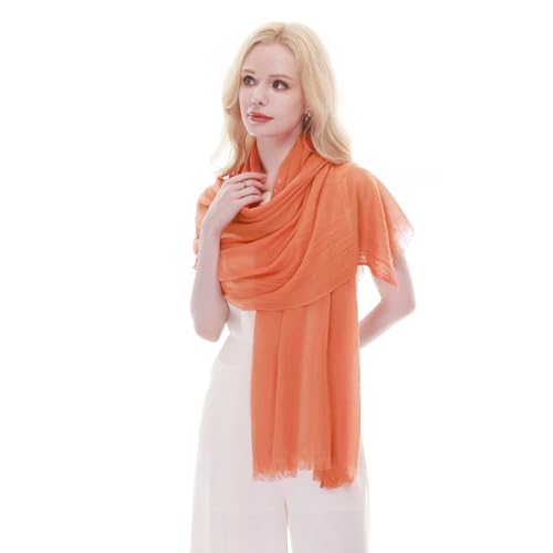 RIIQIICHY Scarf for Women Lightweight Solid Color Long Fashion Gauze Scarves Shawl Wrap - color: Orange