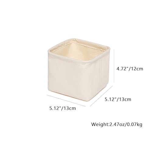 Foldable Storage Bins with Lids Cotton Canvas Rectangular Storage Box Ideal for Organization Lightweight and Durable (5.12 x 5.12 x 4.72) - size: 5.12 x 5.12 x 4.72"