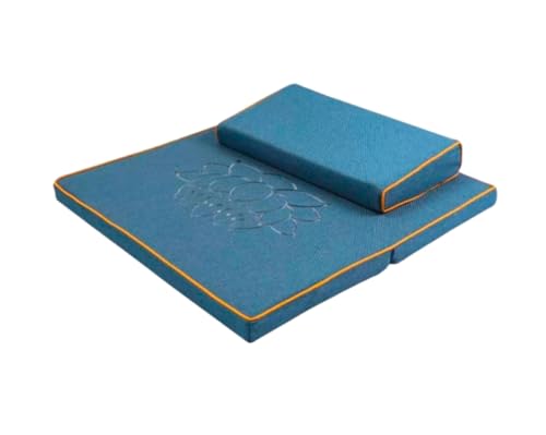 Large and Meditation Cushion,Square Handcrafted Meditation Mat,Portable Foldable Floor Cushion Outdoor Coconut Fibre Linen Yoga Cushion(Size:60x60cm(24x24inch),Color:Blue) - color: Blue, size: 60x60cm(24x24inch)
