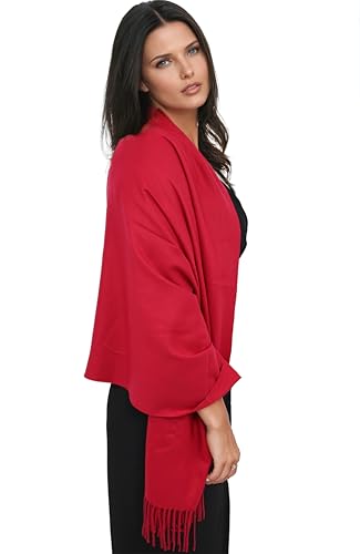 Ocomfly 100% Pashmina Scarf for Women - Premium Womens Scarves - Gift Boxed - Shawls or Wraps - Ultra Soft and Warm - color: Wine Red
