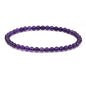 Keleny 4mm Natural Round Beads Gemstones Rock Crystal Stretch Bracelet 7 Inch Unisex - color: Purple A Grade Amethyst