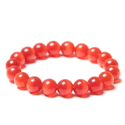 Fuqimanman2020 Healing Natural Stone Stretch Bracelet Strand Chakra Crystal Beaded Energy Reiki Spirituality for Women Conservancy Meditation Protection Jewelry - color: Red