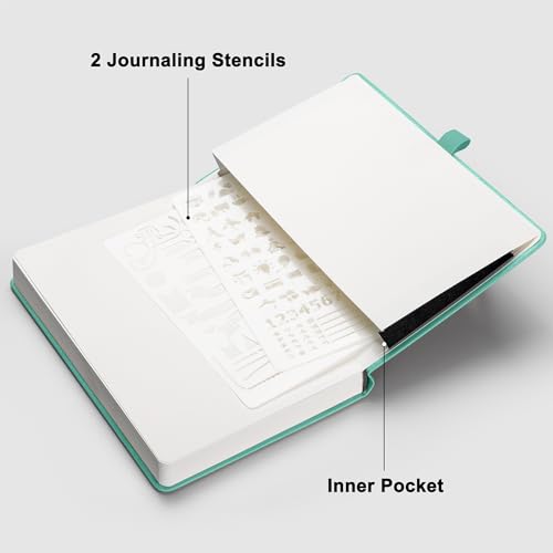 RETTACY Dotted Journal Notebook, 2-Pack, 160 Numbered Pages per Pack, A5 Medium Size (5.7'' x 8.3''), 120 GSM Thick Paper, Leather Hardcover, for Journaling, Planning, Tracking (Black & Mint) - color: Black & Mint, style: Dotted