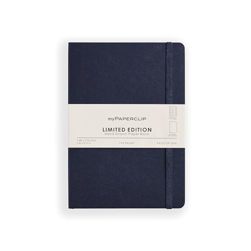 myPAPERCLIP Limited Edition A5 Checks/Square Grid Notebook | 192 Pages, 100 GSM, Soft Cover, A5 (5.83 × 8.27 in) | Flat Lay | Bookmark & Elastic Closure | Imperial - color: Imperial, style: Checks