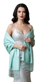 Pashmina Shawls Wraps for Women. Dress Cover Up Formal. Cashmere Feel Wrap for Evening Dress. - color: Light Cyan