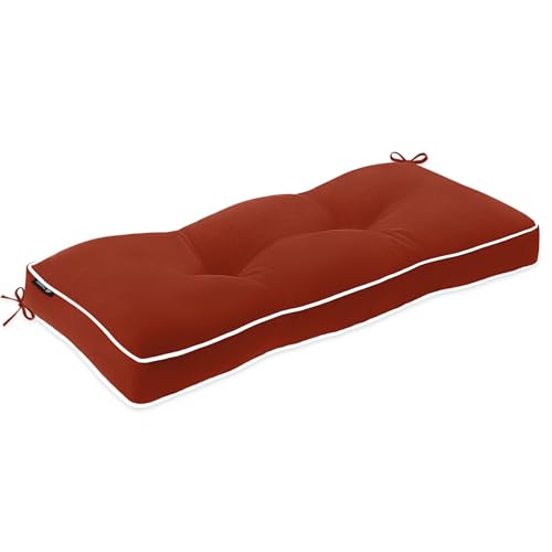 Favoyard Indoor/Outdoor Bench Cushion 36 x 14 Inch Waterproof & 3-Year Fade-Resistant Patio Furniture Cushions for Garden Porch Swing Chair Tufted Pad for Sofa Couch Seat with Ties, Red - color: Red, size: 36 x 14 In