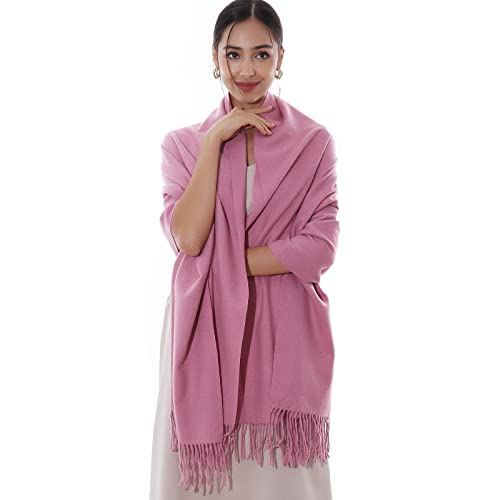 RIIQIICHY Winter Scarfs for Women Pashmina Shawls Wraps for Evening Dresses Large Warm Soft Scarves - color: Dull Pink