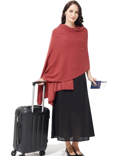 Soft Cashmere Blend Wrap Chic Scarf Stole for Women Wayfarer Travel Extra Large 87"x28" - color: Old Red