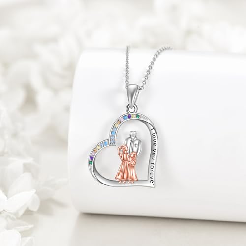 YFN Daughter Gifts from Dad 925 Sterling Silver Daughters Heart Necklace Birthday Christmas - color: Father 2 Daughter Necklace