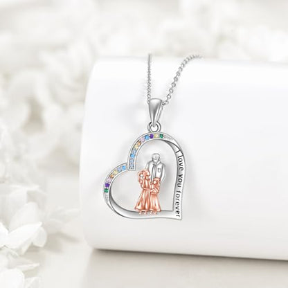 YFN Daughter Gifts from Dad 925 Sterling Silver Daughters Heart Necklace Birthday Christmas - color: Father 2 Daughter Necklace