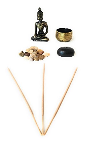Royal Brands Zen Garden with Buddha, Tea Light Candle and Incense Holder – Perfect for Meditation (5"x5"x7")
