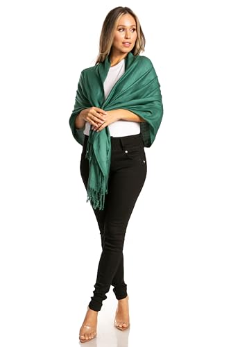 Sakkas 78" X 28" Rayon from Bamboo Soft Solid Pashmina Feel Shawl/Wrap/Stole - color: Forest Green