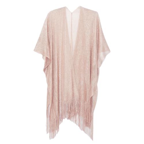 Sparkle Metallic Evening Shawls for Women formal Party Dresses Beach Travel Cardigan Shawl Wrap for Swimsuit - color: M-light Pink