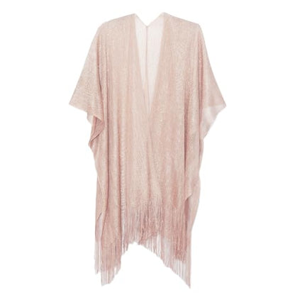 Sparkle Metallic Evening Shawls for Women formal Party Dresses Beach Travel Cardigan Shawl Wrap for Swimsuit - color: M-light Pink