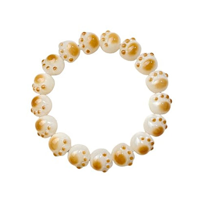 MUDI Bracelet For Women, Bodhi Seed Beads Bracelets Fidget Healing Energy Protection Stretch to My Man Jewelry Gift - color: Brown Paw Print