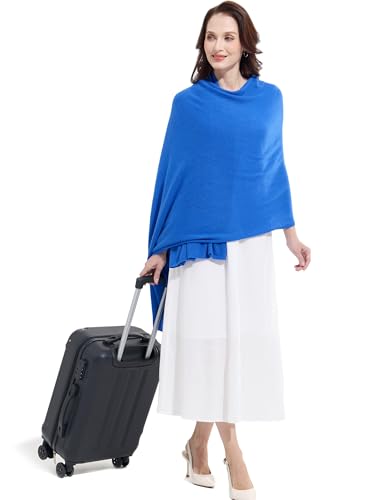 Soft Cashmere Blend Wrap Chic Scarf Stole for Women Wayfarer Travel Extra Large 87"x28" - color: Bright Blue