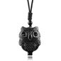 Black Obsidian Necklace Natural Crystal Amulet Protection Pendant with Adjustable Rope Lucky Talisman Necklaces Jewelry Gift for Men Women - color: Owl A