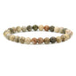 Angelstones Handmade Natural Healing Gemstone 6mm Round Beads Stretch Crystal Bracelet 7 Inch Unisex - color: Coral Fossil