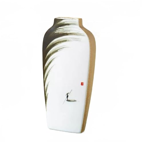 Aimeryup Zen Vase Ceramic Ornament Decor Hand-Painted Flower Arrangement Living Room Desktop Dining Table Porch(Size:31X16CM,Color:A) - size: 31X16CM