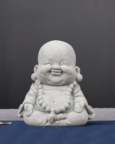 Mini Monk Buddha Statue Sandstone Statues Zen Monk Praying Statue Sculptures for Wealth Good Luck Feng Shui Decor Home Fish Tank Aquarium Garden (Style 17) - style: Style 17
