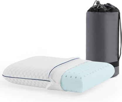 Weekender Cooling Gel Memory Foam Camping Pillow – Travel Size, Ventilated Cooling Pillow for Side & Back Sleepers, Neck Support, Compact with Carry Bag, Washable Cover - size: Travel, style: 1 Pack
