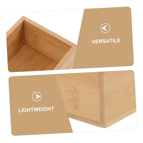Unomor 2pcs Bamboo Storage Boxes Organizer Box for Home Office Craft Storage Portable Wooden