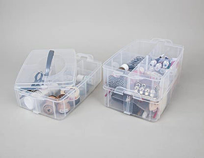 Rayher storage box with carrying handle storage box with 17 compartments 23.1 x 15.6 x 18.5cm transparent
