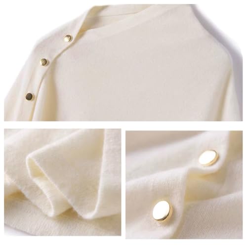 Women's Versatile Knitted Shawls Scarf Poncho Sweater Capes with Buttons Lightweight Spring Summer Fall Winter Wraps - color: Beige