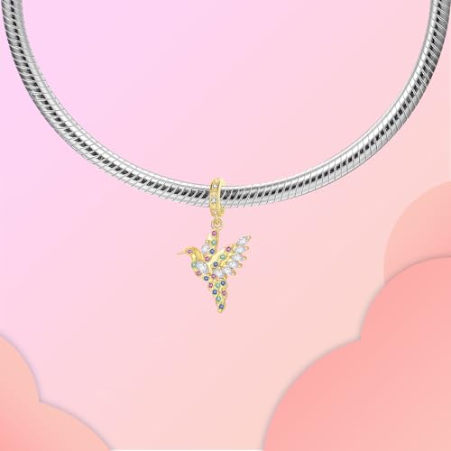Prayer Cross Elephant Airplane Suitcase Charm 925 Sterling Silver Charms fits for Bracelets Necklace Pendant Bead Charms Jewelry Gift for Women Family - color: Golden Hummingbird Charm