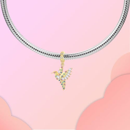 Prayer Cross Elephant Airplane Suitcase Charm 925 Sterling Silver Charms fits for Bracelets Necklace Pendant Bead Charms Jewelry Gift for Women Family - color: Golden Hummingbird Charm