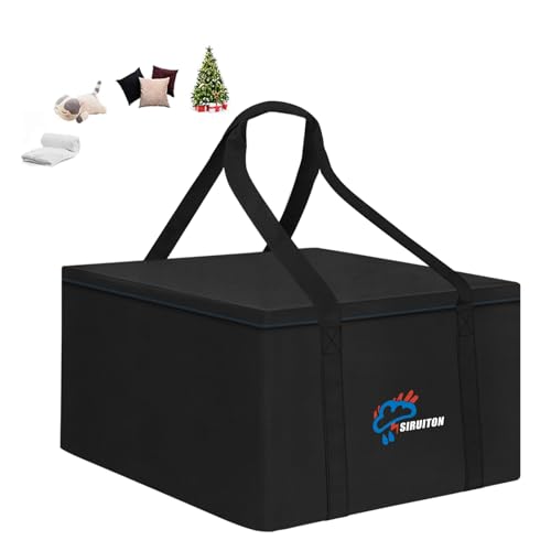 SIRUITON 32”L x 32”W x 24”H Outdoor Cushion Storage Bag,Patio Furniture Cushion Storage Bag,Heavy Duty Rip Proof 600D Oxford,with Handle and Zipper of Waterproof Garden Cushion Storage Covers - color: Black, size: 31.9x31.9x24in
