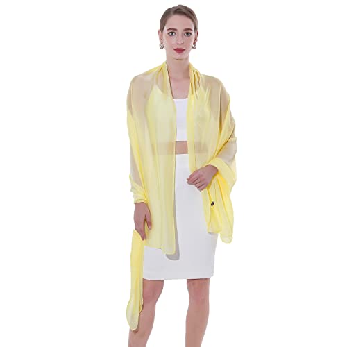 Womens Scarf Pashmina Shawls and Wraps for Evening Dresses Like Chiffon Silk Scarf for Bridal Weddings - color: Yellow