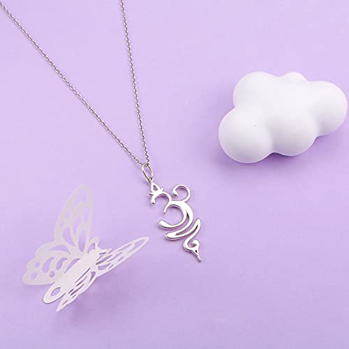 DAOCHONG 925 Sterling Silver Jewelry Om Breathe Symbol Necklace for Women Gifts