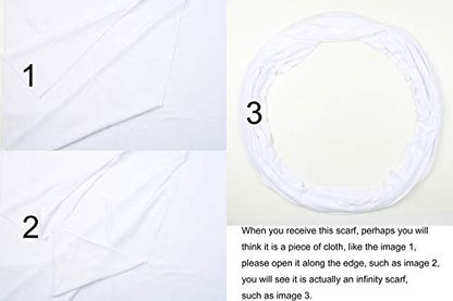 corciova Black Soft Girl Women Infinity Wrap Scarf Stretchy Jersey Knit Sleep Head Circle Scarf Continuous Loop Light Weight - color: 106 White
