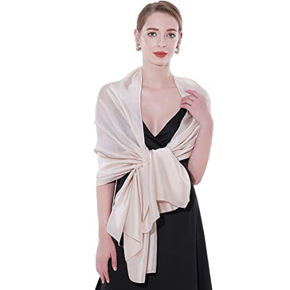 Womens Scarf Pashmina Shawls and Wraps for Evening Dresses Like Chiffon Silk Scarf for Bridal Weddings - color: Beige