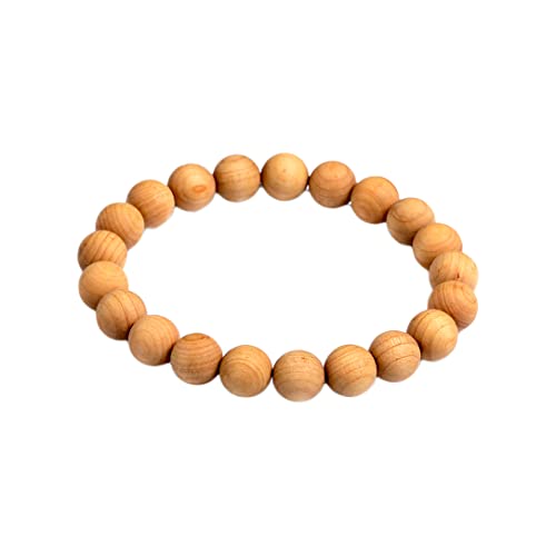 COLORFUL BLING Handmade Wooden Prayer Beaded Bracelet for Men Women Tibetan Buddhist Meditation Mala Beaded Stretch Bracelet Bangle Wood Jewelry - color: light