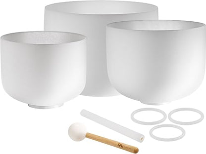 Meinl Sonic Energy Crystal Singing Bowl 3-pc Set with Mallets, High-purity Quartz — for Meditation, ASMR, Sound Therapy, Yoga - size: 10"/12"14", style: G4, E4, C4