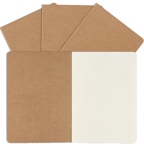 SZYIKUER A5 Kraft Notebooks Bulk, Blank Journaling Notebooks, Notebooks for Work, Journal notebooks for kids, Composition Notebooks for School， 60 Pages ，8.3x5.5 Inches 4 Pack
