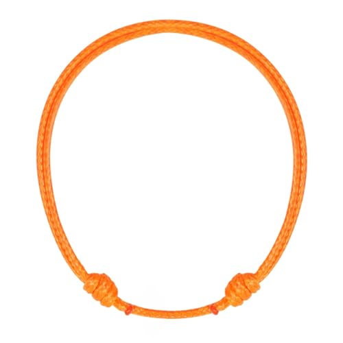 Luck Strings Adjustable Wax Nylon Cord Bracelet for Men Women Adult - Vegan Leather String | Unisex Waterproof Nautical & Surfer Style Friendship Gift, Minimalist - color: Orange