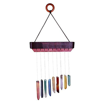 Rockcloud Agate Slices Geode Wind Chime Home Garden Decoration Figurine - color: Coloured