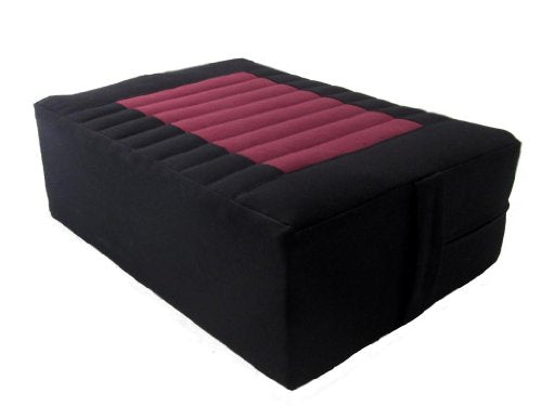 Still Sitting Tibetan Seat Meditation Cushion - Black-Burgundy - color: Black-burgundy