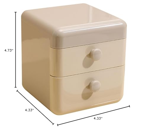 2-Drawer Desktop Organizer with Flip Lid, Plastic Storage Box for Jewelry, Stationery, Home, Dorm, Office