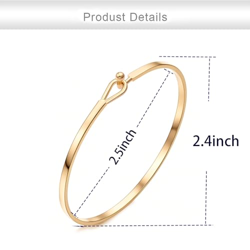 Dainty Gold Bar Bracelet for Women Simple Delicate Thin Cuff Bangle Hook Bracelet 18K Gold Plated Handmade Minimalist Jewelry - color: Gold