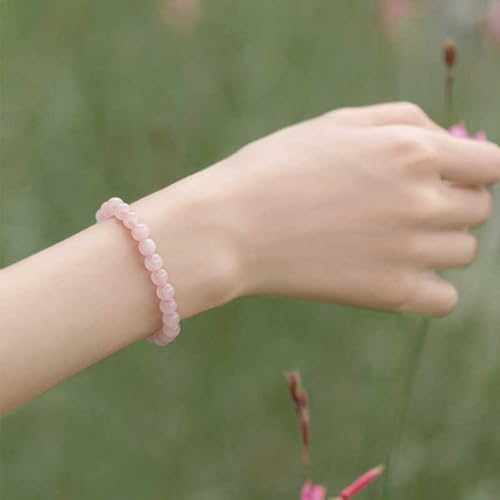 Rose Quartz Bracelet, 8mm Natural Gemstone Love Stone Jewelry Anxiety Relief & Meditation Support Heart Chakra Balance Valentine’s Mother’s Day Gift for Her - color: Purple horse powder