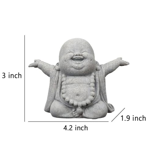 OwMell Japanese Jizo Monk Statue, Buddha Jizo Figurine Memorial Aquarium Statue Ornament - Laughing Buddha - color: Laughing Buddha