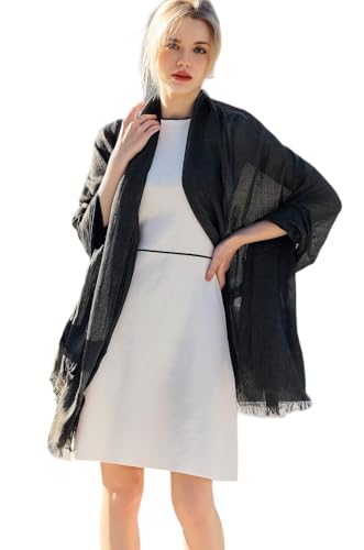 Pashmina Shawl Party Wraps Evening Dress Bridesmaid Long Cotton Scarves for Wedding - color: Black Grey 19
