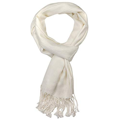 Falari Women's Soft Solid Color Pashmina Shawl Wrap Scarf, for Wedding, Bridesmaid Gifts, Evening Dress - color: Off-white
