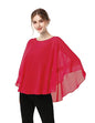 Capes for Womens Casual chiffon shawl Casual Chiffon Cape Sheer shawls and wraps Poncho Capelets Cover Up - color: Red