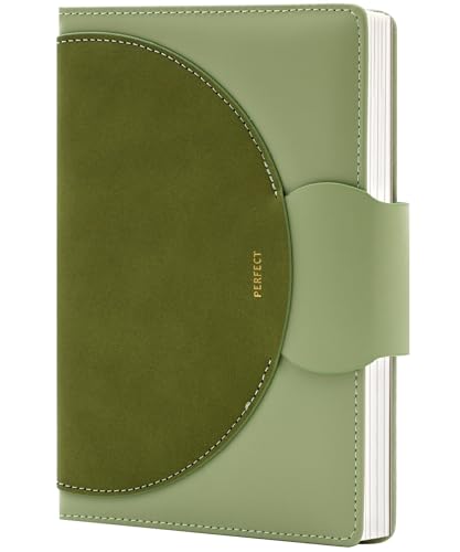 CAGIE Lined Journal for Women, 100GSM Leather Journals for Writing with Buckle Closure,A5 Hardcover Diary Journaling Notebooks for Business Work School Note Taking 5.9" x8.5 (Green) - color: Green